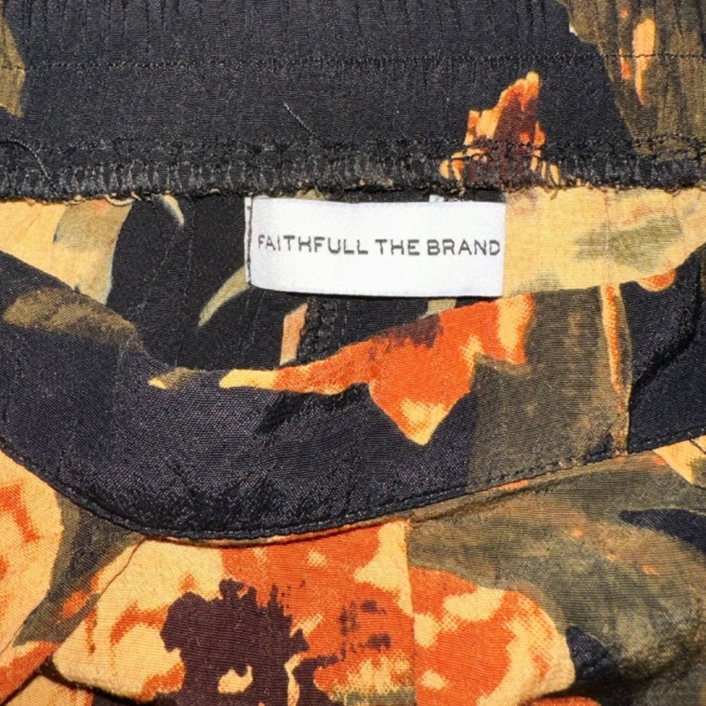 Faithfull The Brand Vibrant Yellow Flower Print Flowy Pants - Size S - Picture 2 of 4